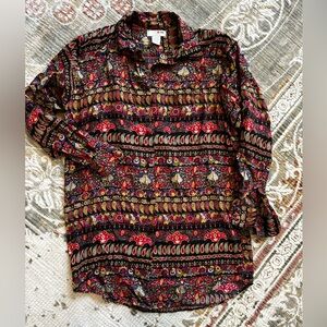 Vintage French Navy Tunic Button Down Top